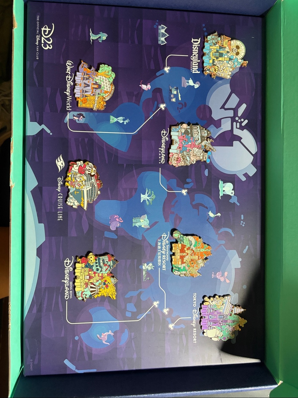 Disney D23 Around The World of Disney Parks 7 pin collection